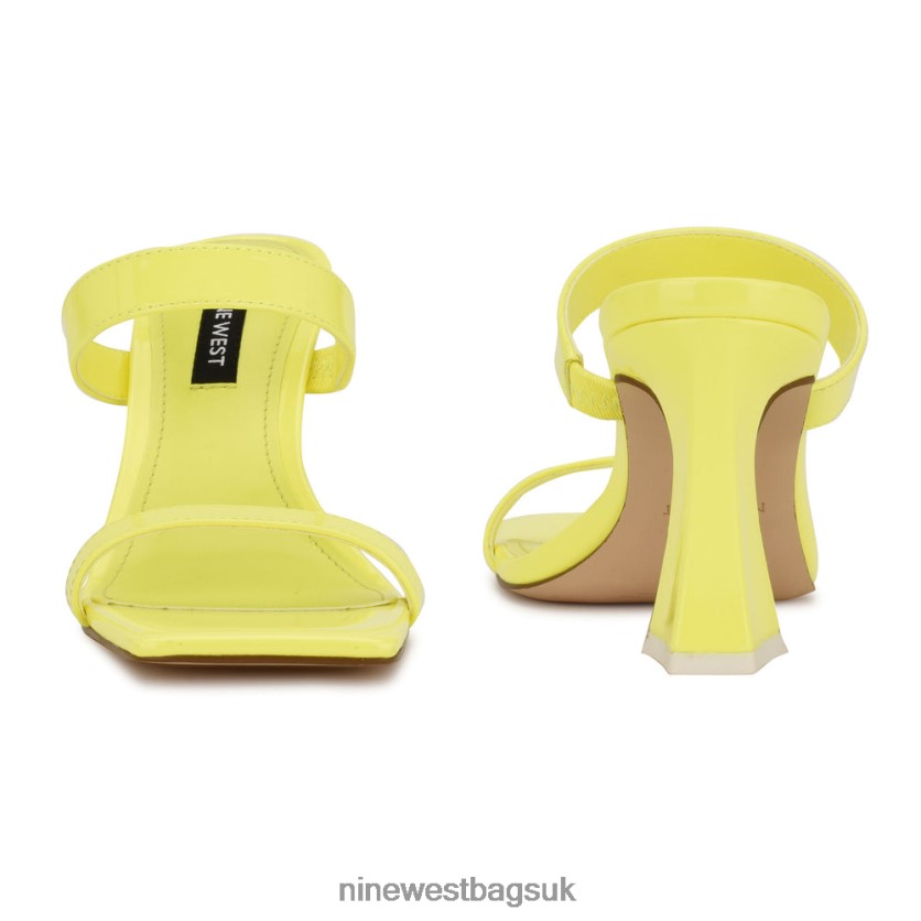 Nine West Darla Heeled Slide Sandals RFX40B737 - Nine West UK Yellow Patent