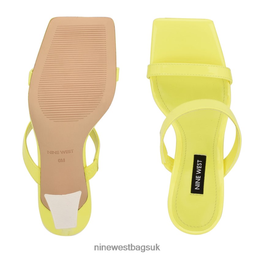 Nine West Darla Heeled Slide Sandals RFX40B737 - Nine West UK Yellow Patent