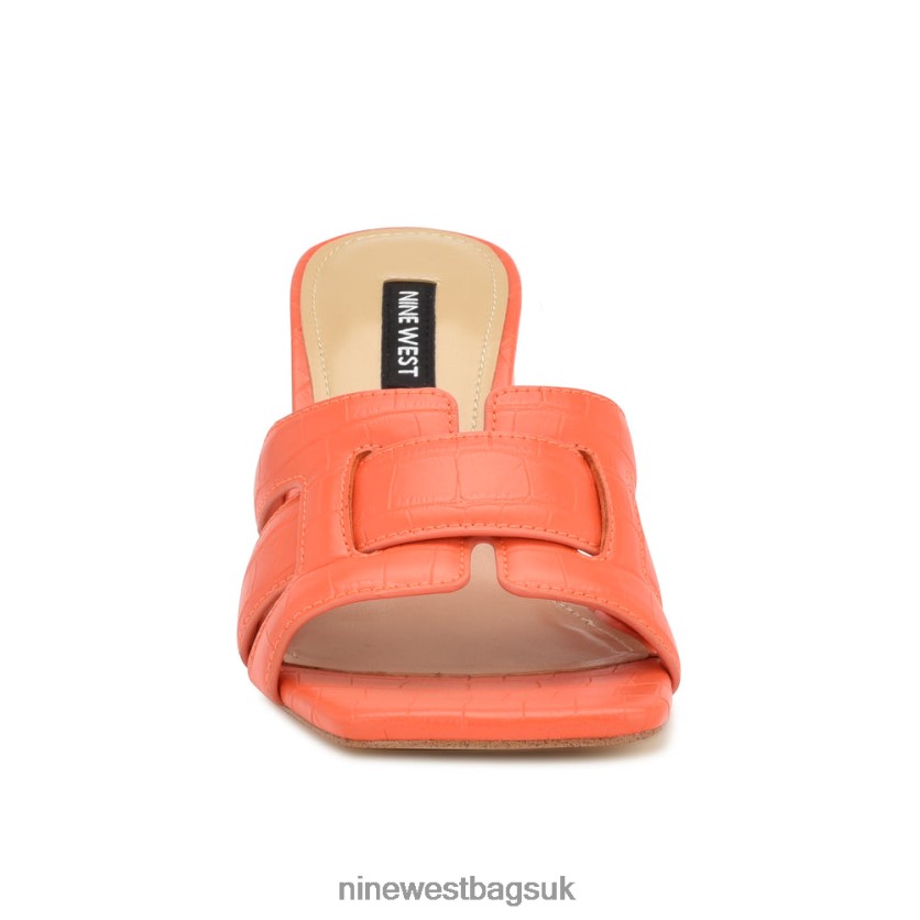 Nine West Kaelyn Heeled Slide Sandals RFX40B2081 - Nine West UK Orange Croco