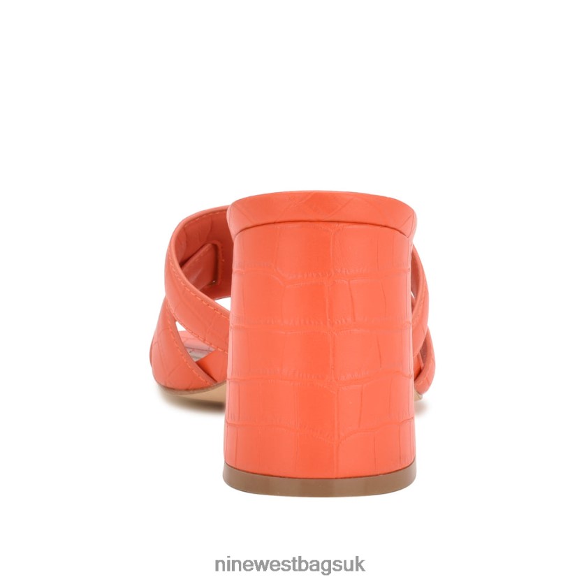 Nine West Kaelyn Heeled Slide Sandals RFX40B2081 - Nine West UK Orange Croco