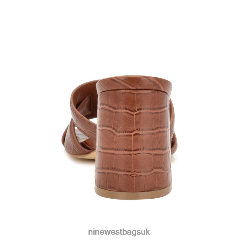 Nine West Kaelyn Heeled Slide Sandals RFX40B2082 - Nine West Sandals UK Brown Croco