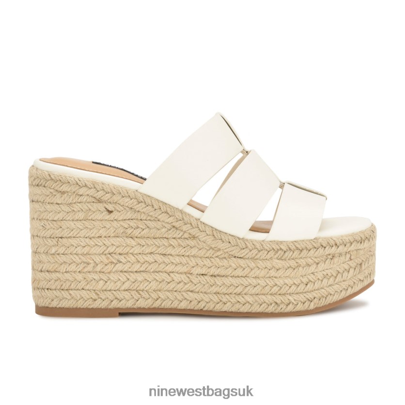 Nine West Keran Espadrille Slide Sandals RFX40B670 - Nine West Sandals UK White