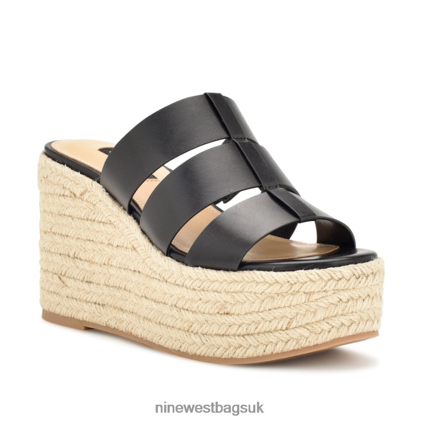 Nine West Keran Espadrille Slide Sandals RFX40B672 - Nine West Bags UK Black