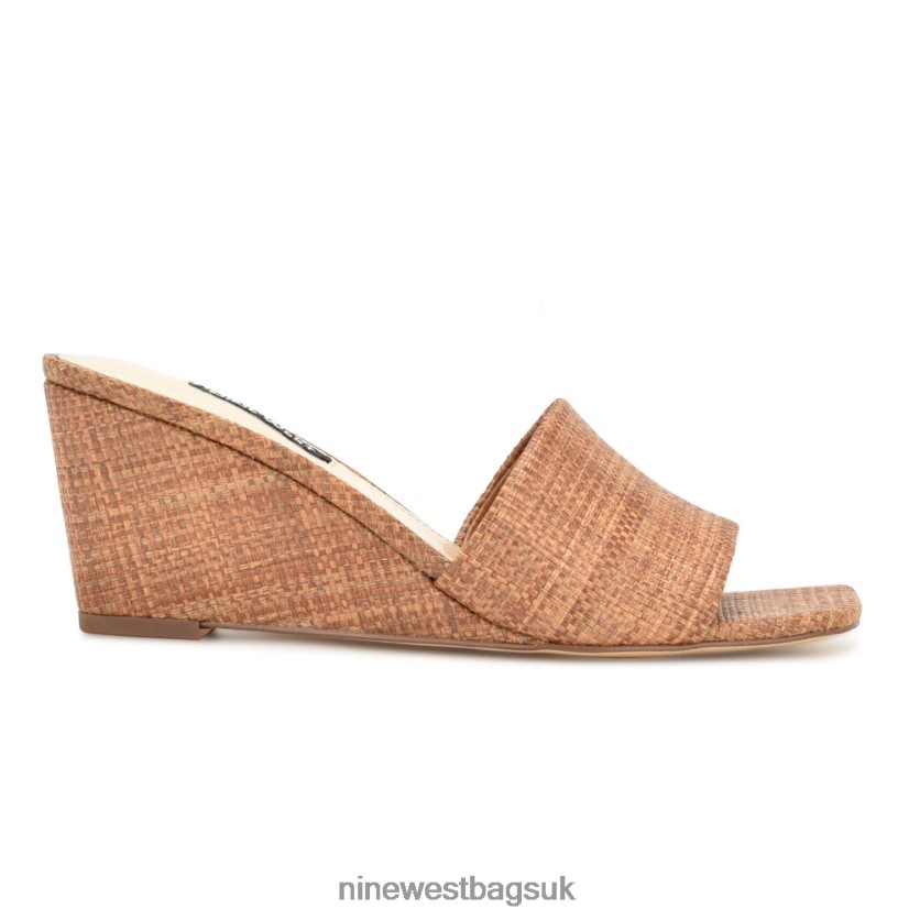 Nine West Kerina Wedge Slide Sandals RFX40B657 - Nine West UK Brown Raffia