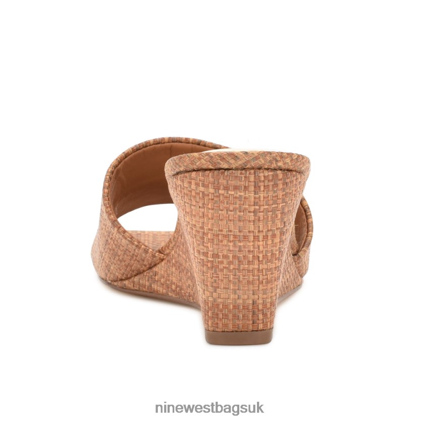 Nine West Kerina Wedge Slide Sandals RFX40B657 - Nine West UK Brown Raffia
