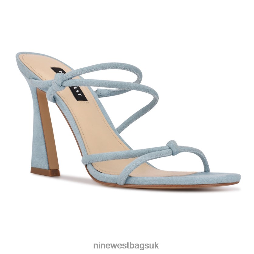 Nine West Kims Heeled Slide Sandals RFX40B2035 - Nine West UK Sale Blue Suede