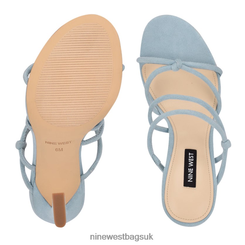 Nine West Kims Heeled Slide Sandals RFX40B2035 - Nine West UK Sale Blue Suede