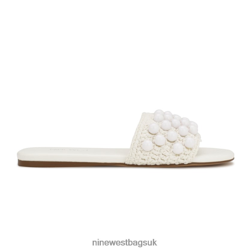 Nine West Leelee Woven Slide Sandals RFX40B641 - Nine West UK White