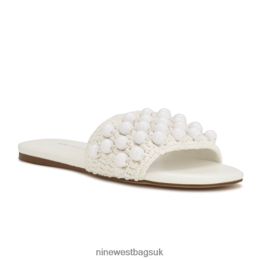 Nine West Leelee Woven Slide Sandals RFX40B641 - Nine West UK White
