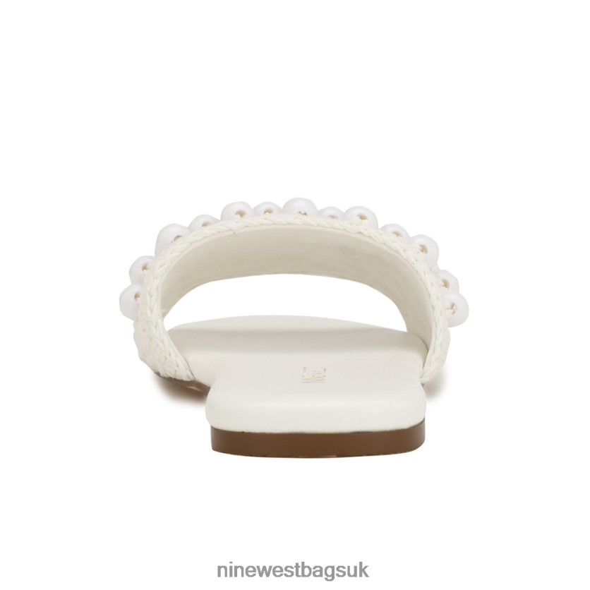 Nine West Leelee Woven Slide Sandals RFX40B641 - Nine West UK White