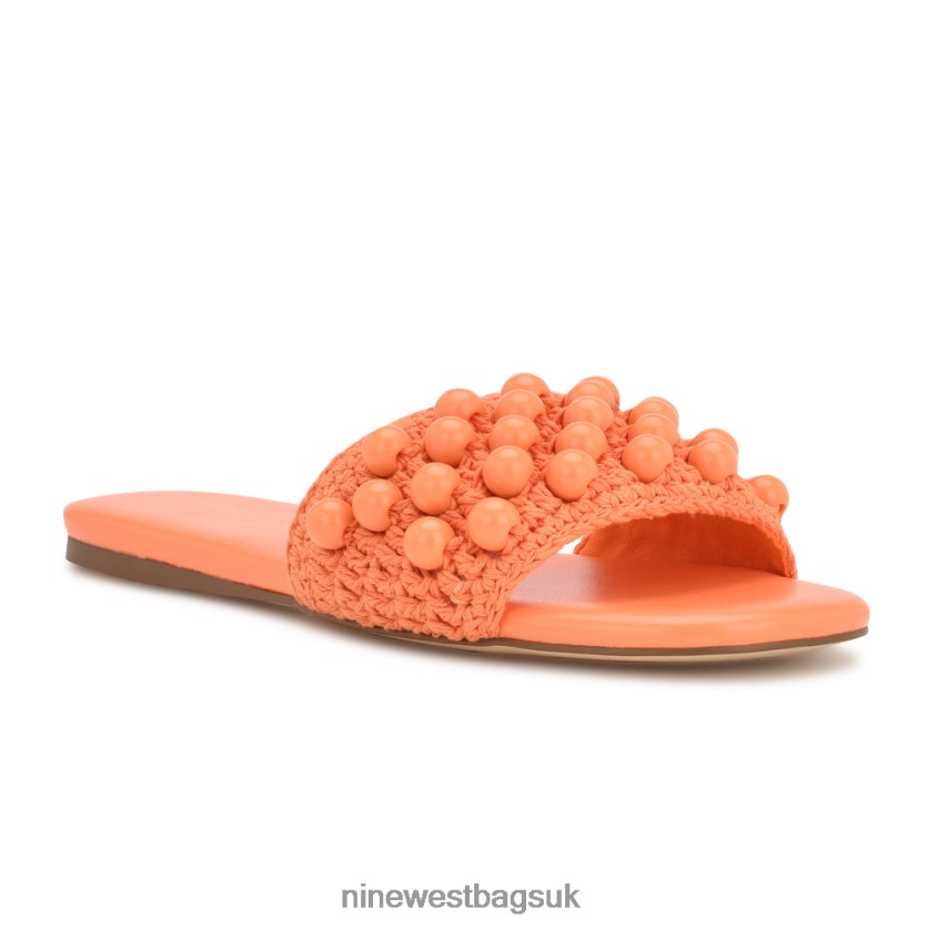 Nine West Leelee Woven Slide Sandals RFX40B643 - Nine West UK Sale Orange