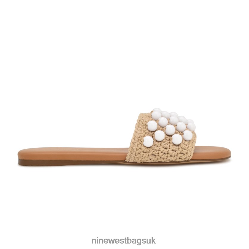 Nine West Leelee Woven Slide Sandals RFX40B644 - Nine West Bags UK Natural White