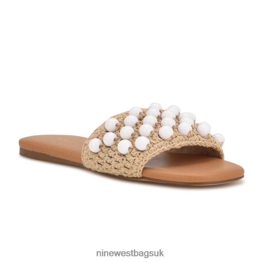 Nine West Leelee Woven Slide Sandals RFX40B644 - Nine West Bags UK Natural White