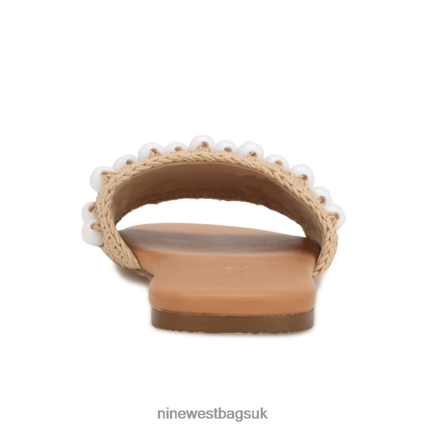 Nine West Leelee Woven Slide Sandals RFX40B644 - Nine West Bags UK Natural White
