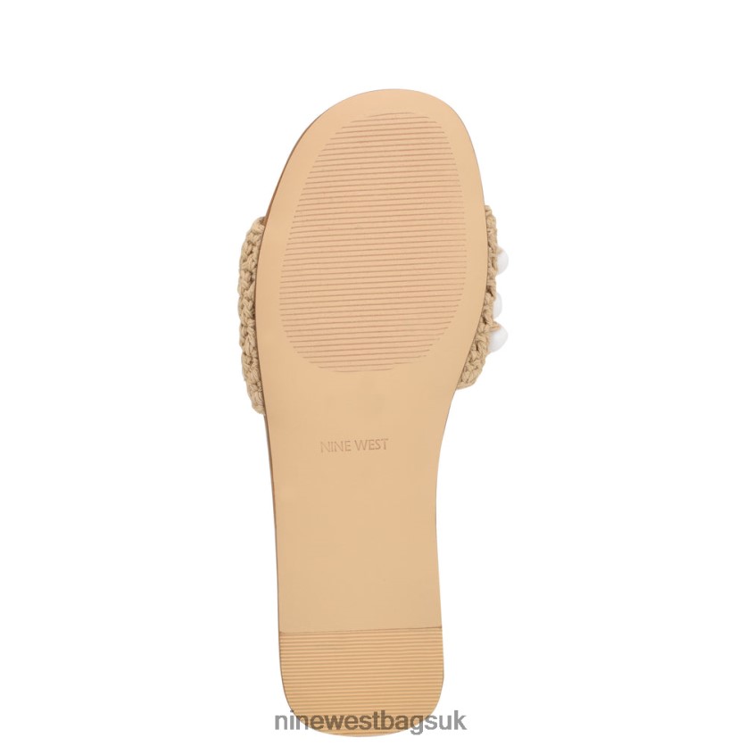 Nine West Leelee Woven Slide Sandals RFX40B644 - Nine West Bags UK Natural White