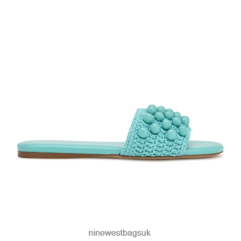 Nine West Leelee Woven Slide Sandals RFX40B645 - Nine West UK Aqua Blue
