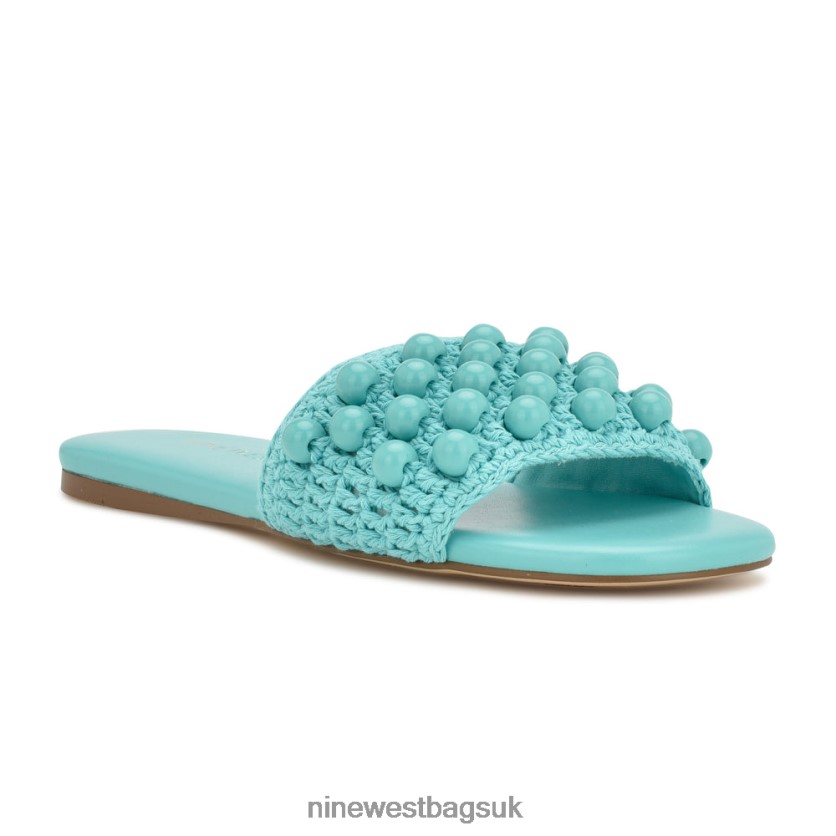 Nine West Leelee Woven Slide Sandals RFX40B645 - Nine West UK Aqua Blue