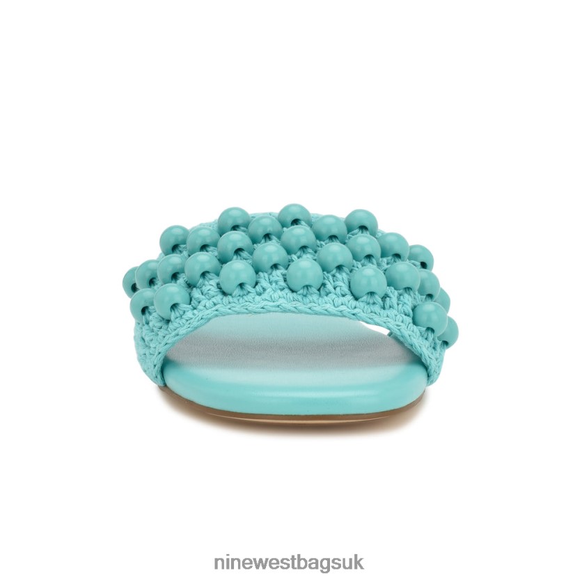 Nine West Leelee Woven Slide Sandals RFX40B645 - Nine West UK Aqua Blue