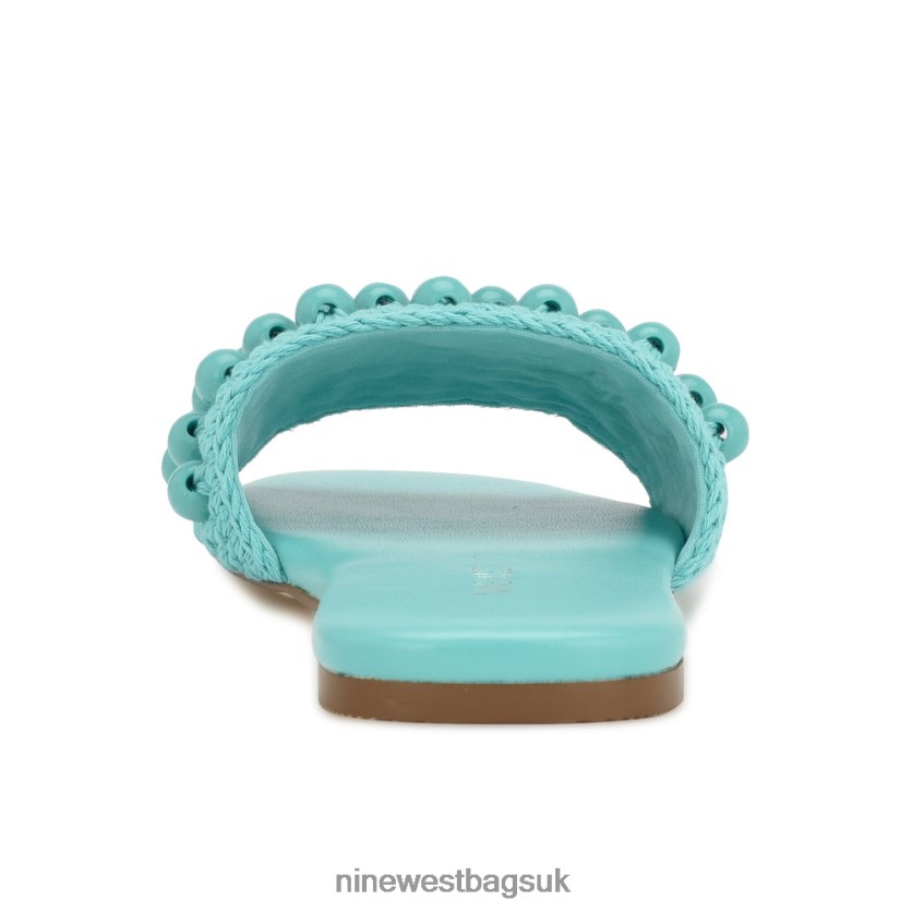 Nine West Leelee Woven Slide Sandals RFX40B645 - Nine West UK Aqua Blue