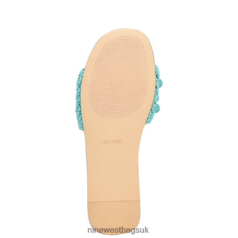 Nine West Leelee Woven Slide Sandals RFX40B645 - Nine West UK Aqua Blue