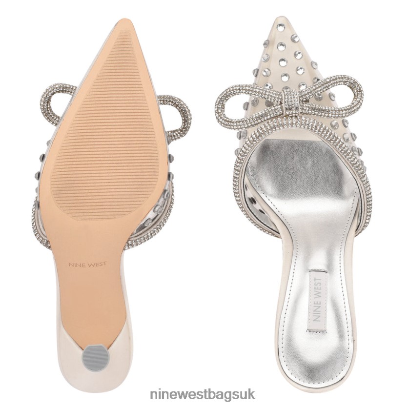 Nine West Nanita Heeled Slides RFX40B1888 - Nine West Bags UK Clear/Silver Crystal