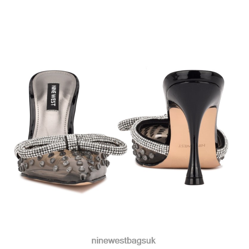 Nine West Nanita Heeled Slides RFX40B1889 - Nine West UK Black/Smoke Crystal