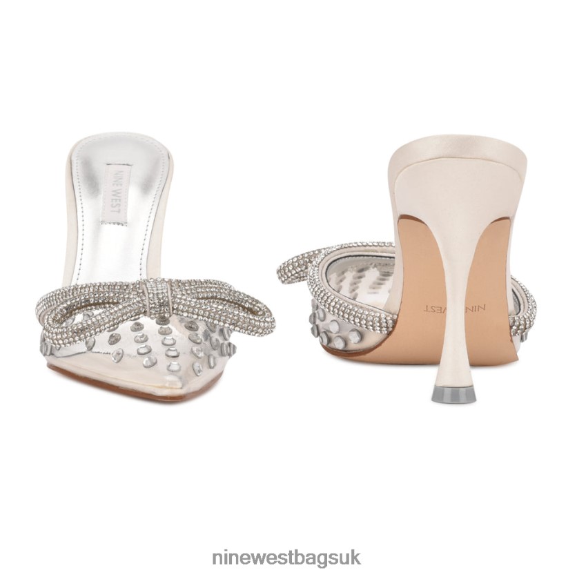 Nine West Nanita Heeled Slides RFX40B710 - Nine West Sandals UK Clear/Silver Crystal