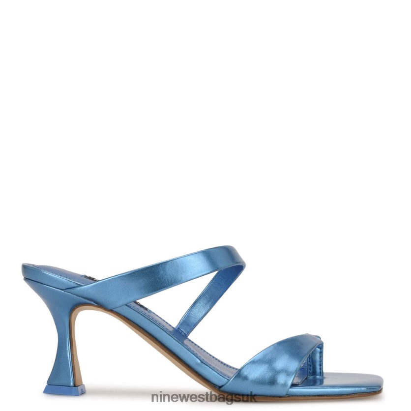 Nine West Padma Heeled Slide Sandals RFX40B1818 - Nine West Sandals UK Blue Metallic