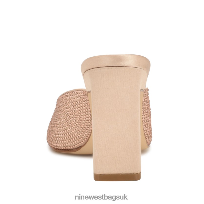 Nine West Pyper Heeled Slide Sandals RFX40B1745 - Nine West UK Barely Nude Satin