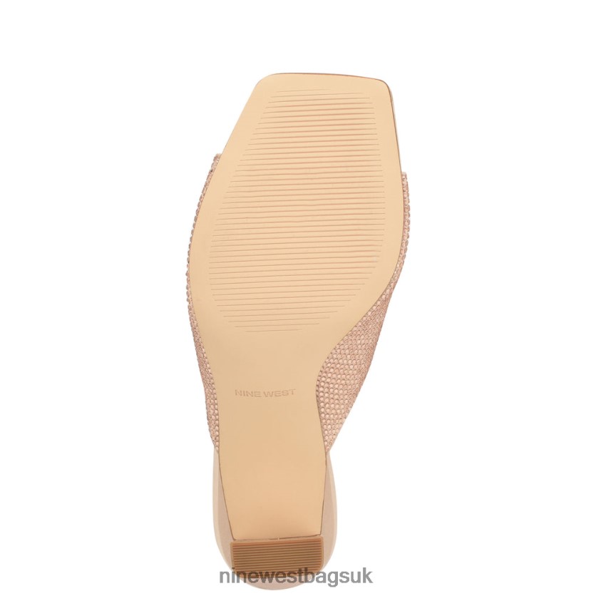 Nine West Pyper Heeled Slide Sandals RFX40B1745 - Nine West UK Barely Nude Satin