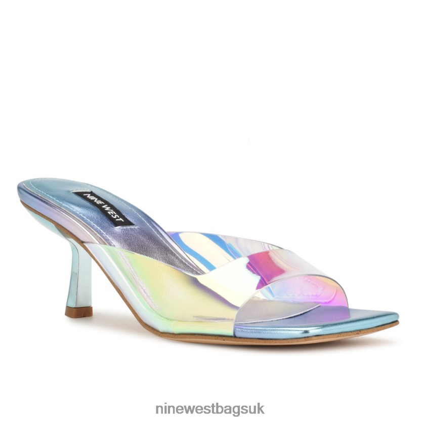 Nine West Raylen Heeled Slide Sandals RFX40B1722 - Nine West Sandals UK Blue Multi Metallic