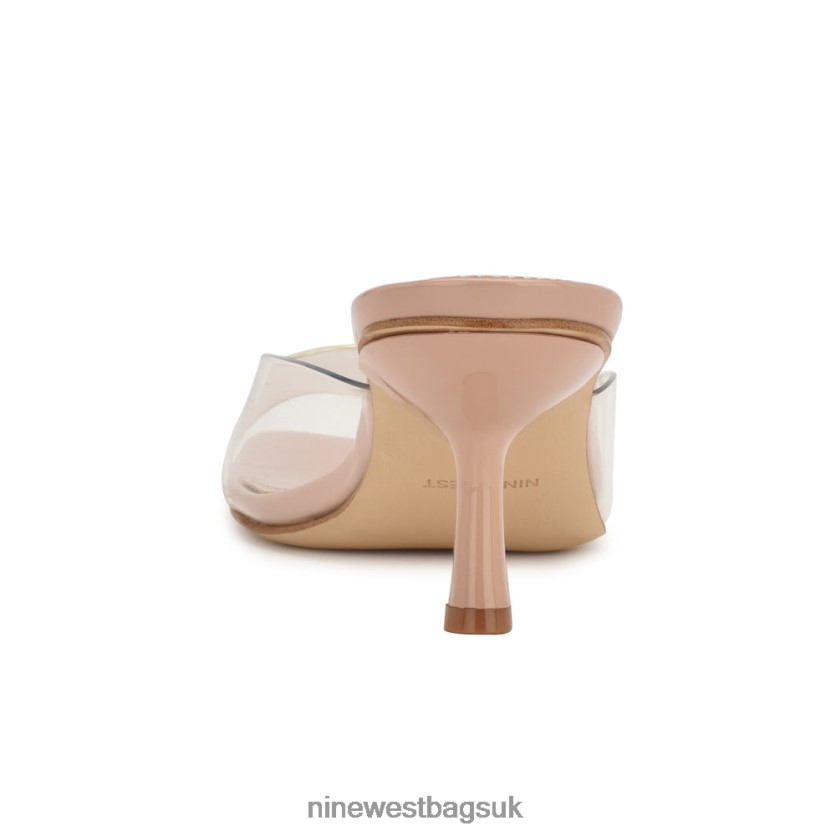 Nine West Raylen Heeled Slide Sandals RFX40B1723 - Nine West UK Sale Barely Nude Clear