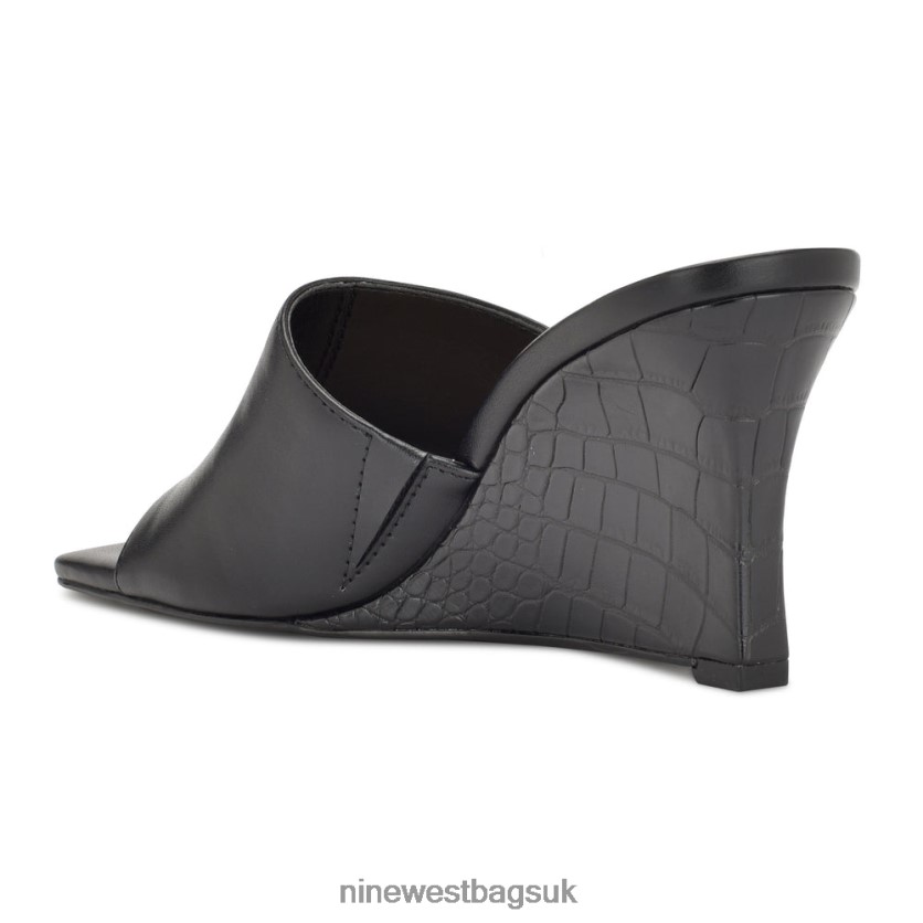 Nine West Rovah Wedge Slide Sandals RFX40B683 - Nine West UK Sale Black