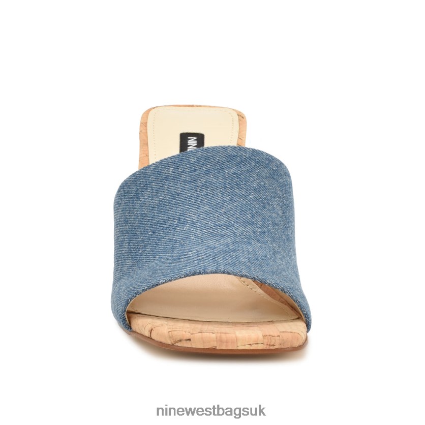 Nine West Teice Heeled Slide Sandals RFX40B667 - Nine West UK Sale Blue Denim