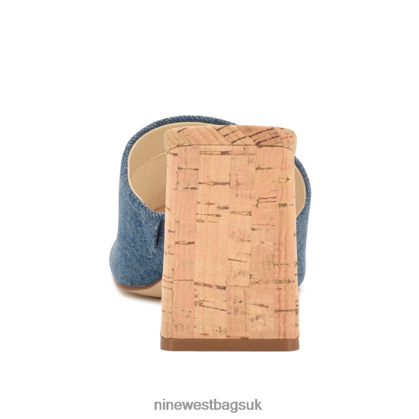 Nine West Teice Heeled Slide Sandals RFX40B667 - Nine West UK Sale Blue Denim