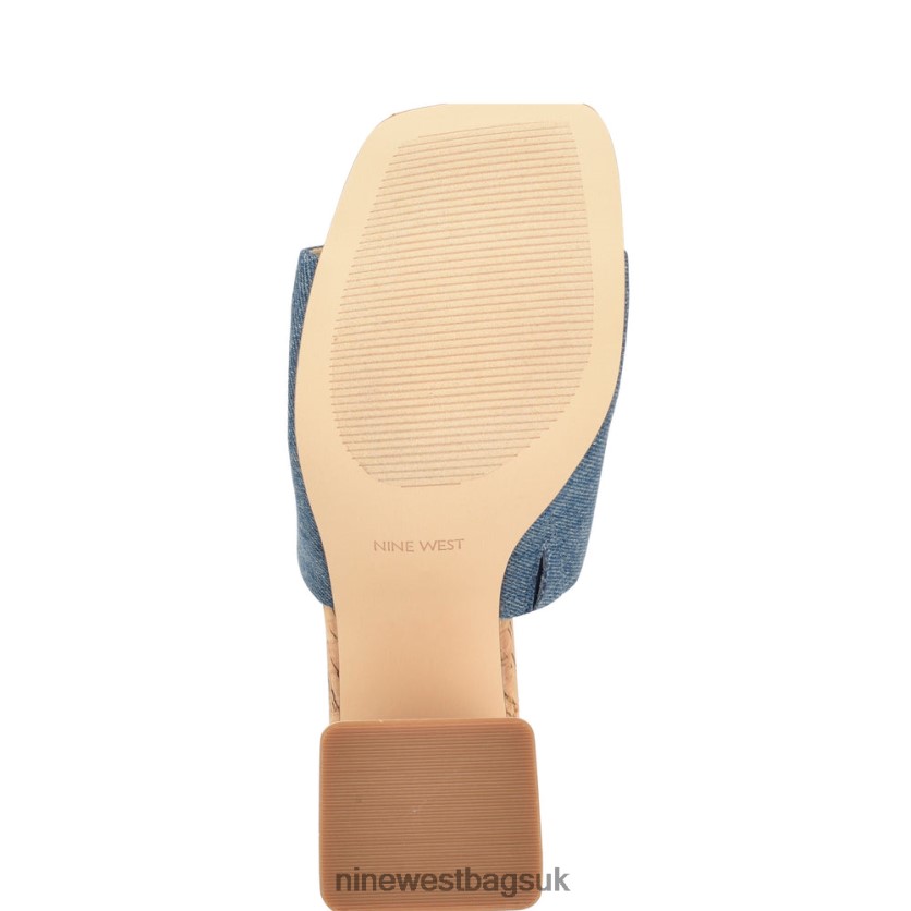 Nine West Teice Heeled Slide Sandals RFX40B667 - Nine West UK Sale Blue Denim
