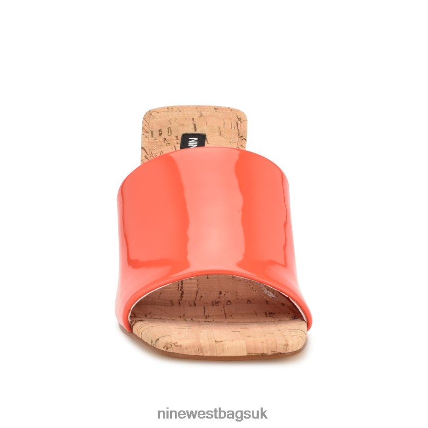 Nine West Teice Heeled Slide Sandals RFX40B669 - Nine West UK Orange Patent