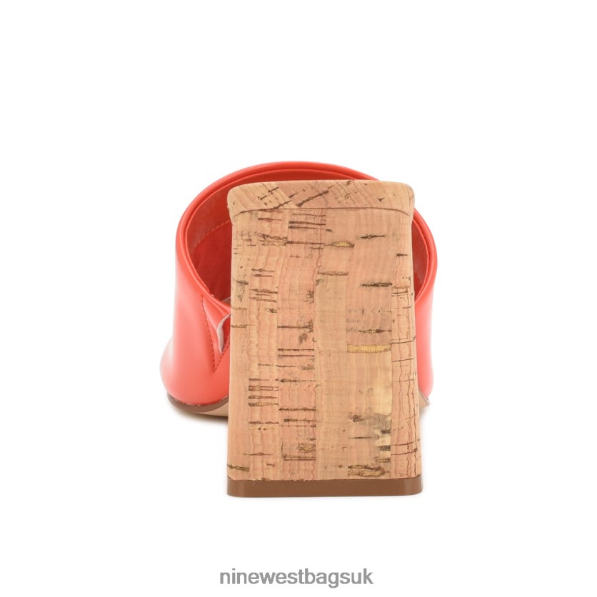 Nine West Teice Heeled Slide Sandals RFX40B669 - Nine West UK Orange Patent