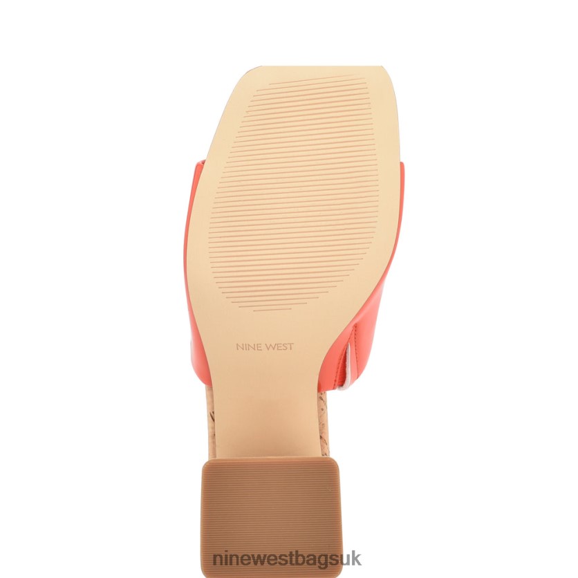 Nine West Teice Heeled Slide Sandals RFX40B669 - Nine West UK Orange Patent