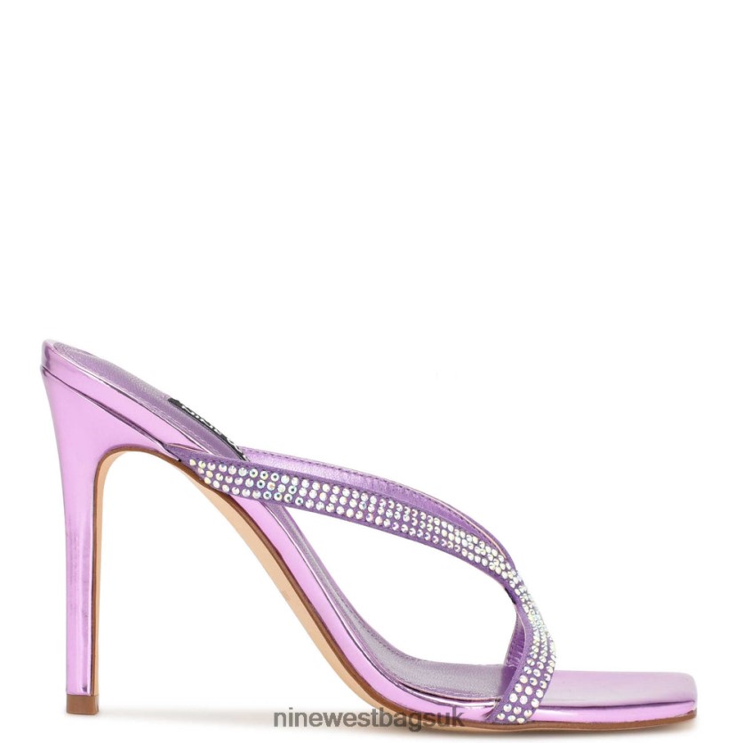 Nine West Twist Heeled Slide Sandals RFX40B1794 - Nine West Sandals UK Purple Metallic