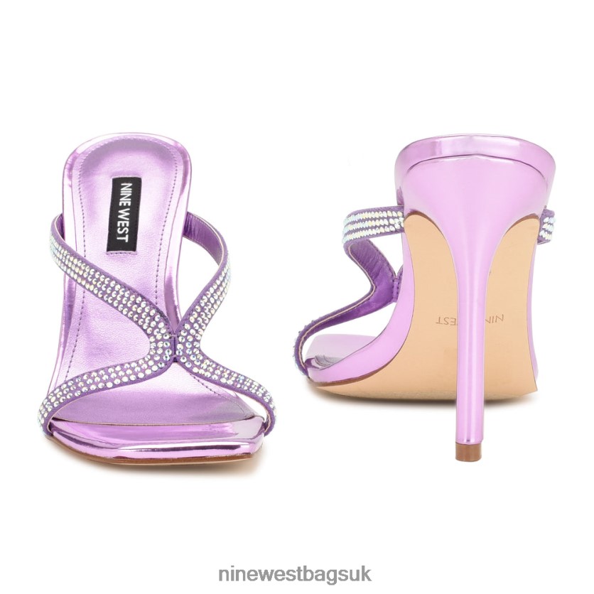 Nine West Twist Heeled Slide Sandals RFX40B1794 - Nine West Sandals UK Purple Metallic