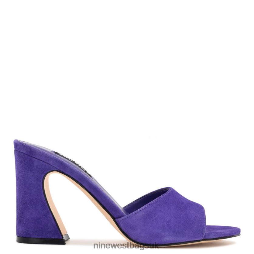 Nine West Ulala Heeled Slide Sandals RFX40B699 - Nine West UK Sale Purple Suede