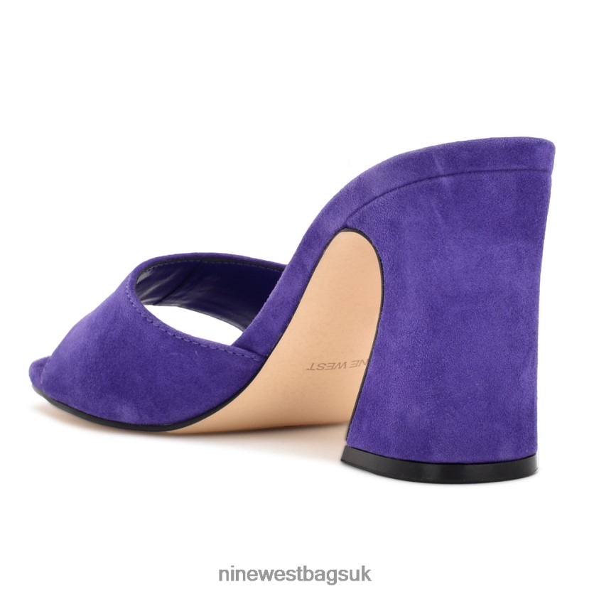 Nine West Ulala Heeled Slide Sandals RFX40B699 - Nine West UK Sale Purple Suede