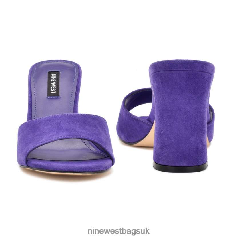 Nine West Ulala Heeled Slide Sandals RFX40B699 - Nine West UK Sale Purple Suede