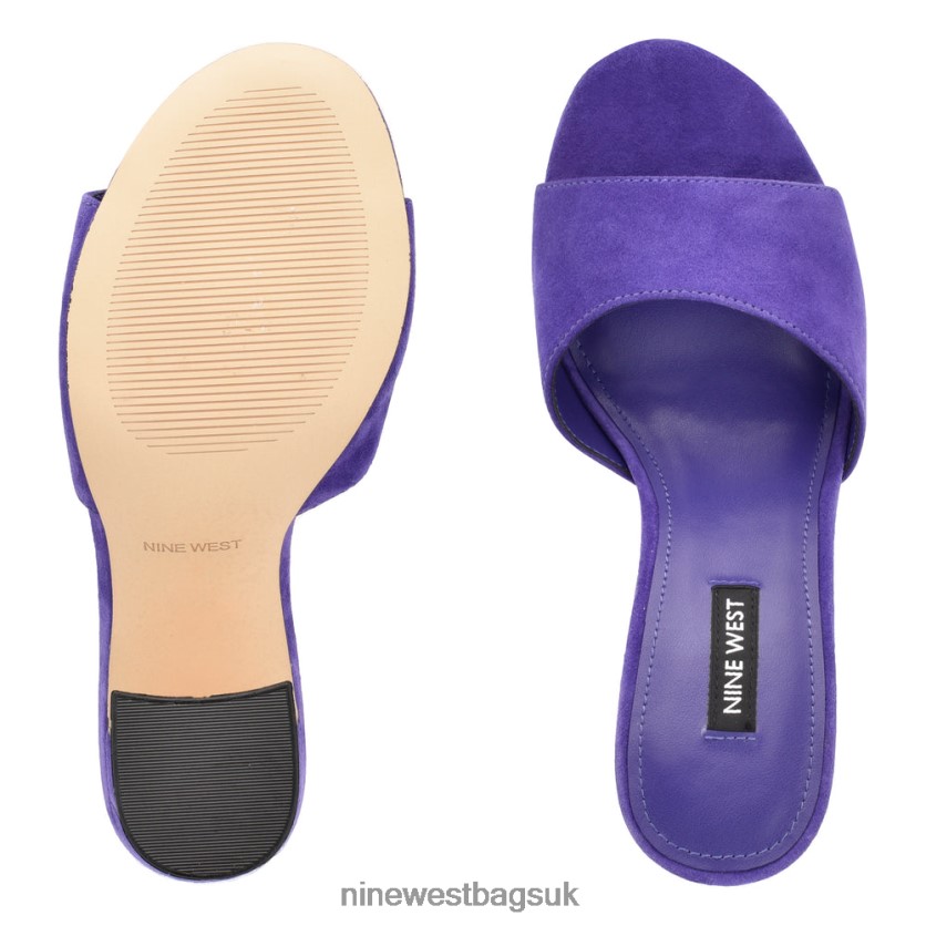 Nine West Ulala Heeled Slide Sandals RFX40B699 - Nine West UK Sale Purple Suede