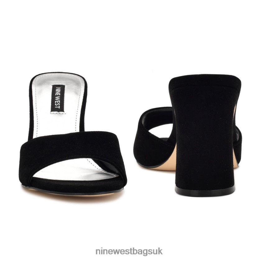 Nine West Ulala Heeled Slide Sandals RFX40B700 - Nine West Bags UK Black Suede