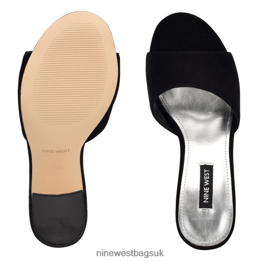 Nine West Ulala Heeled Slide Sandals RFX40B700 - Nine West Bags UK Black Suede