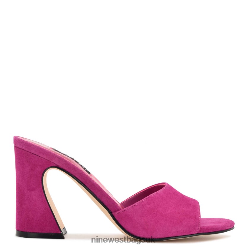 Nine West Ulala Heeled Slide Sandals RFX40B701 - Nine West UK Pink Suede