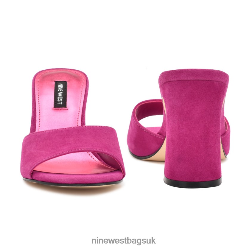 Nine West Ulala Heeled Slide Sandals RFX40B701 - Nine West UK Pink Suede