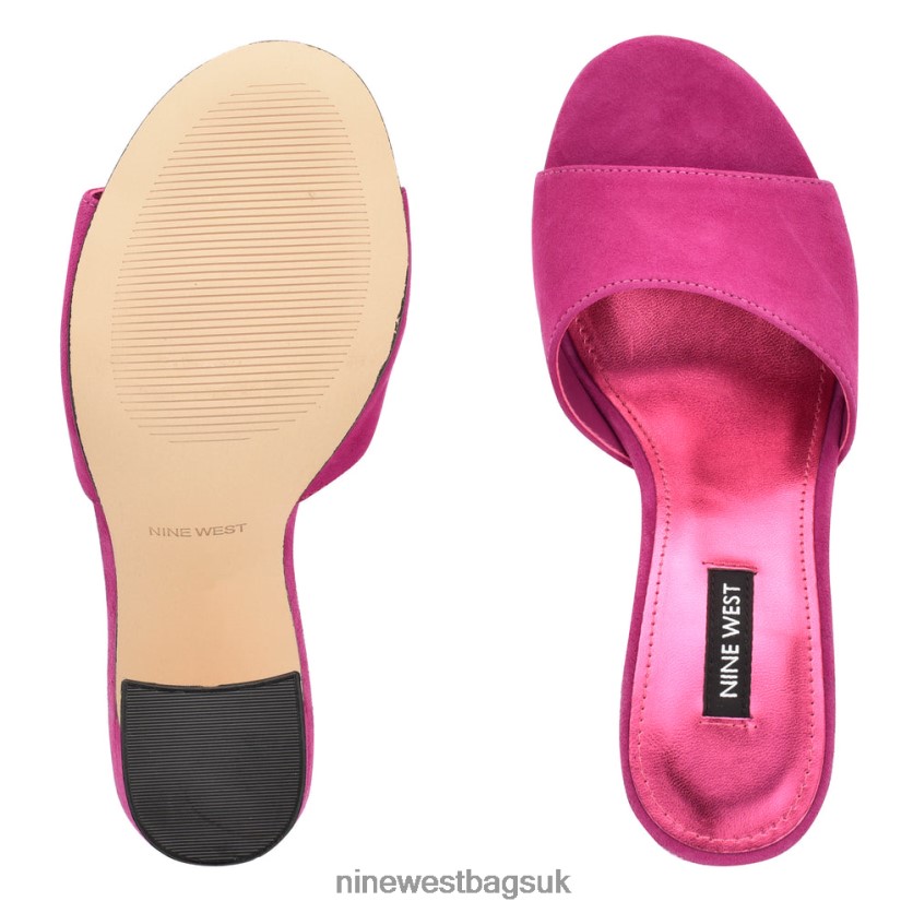 Nine West Ulala Heeled Slide Sandals RFX40B701 - Nine West UK Pink Suede